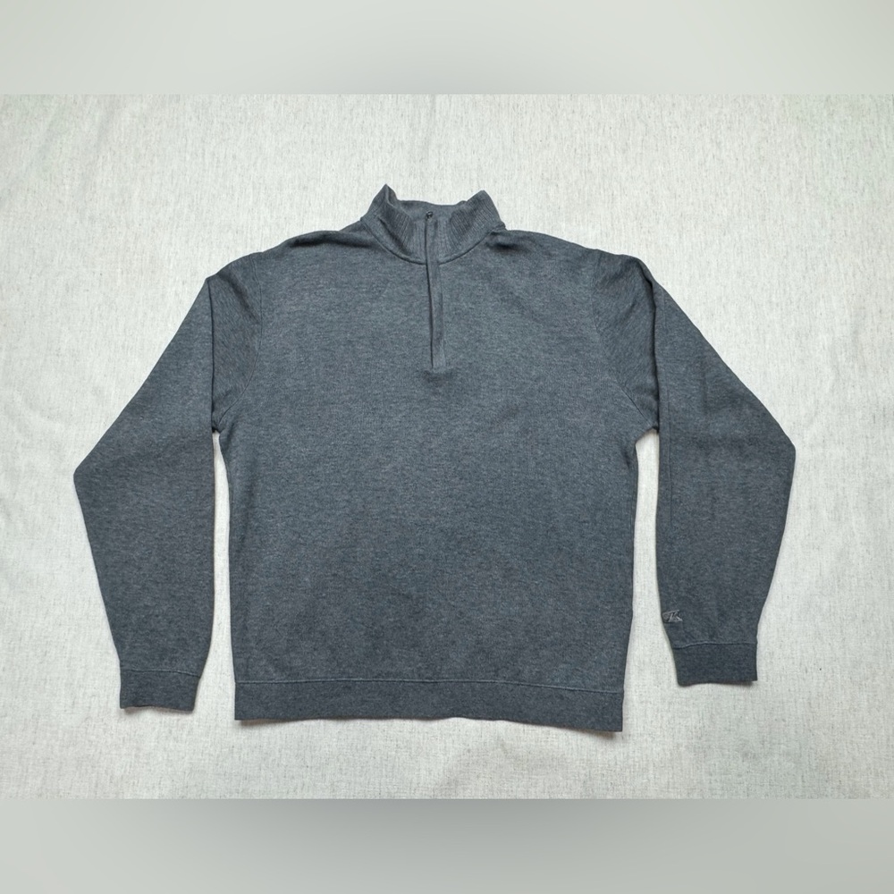 Cutter & Buck Mens 1/4 Zip Gray Long Sleeve Pullover Sweater Medium Preppy Golf